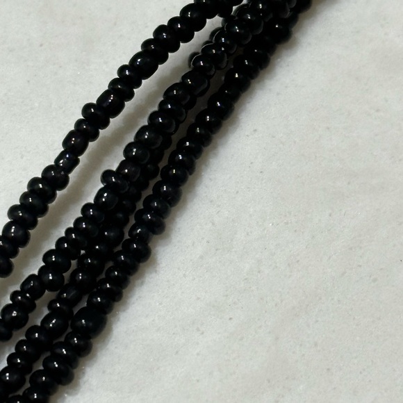 Vintage Teardrop Shell Necklace Black Beaded Chain - Picture 7 of 10